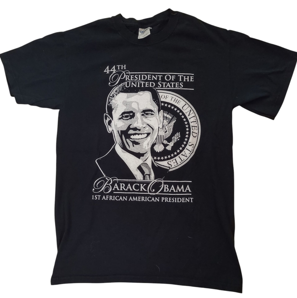 Barack Obama Black Graphic T-shirt Vintage Size Small